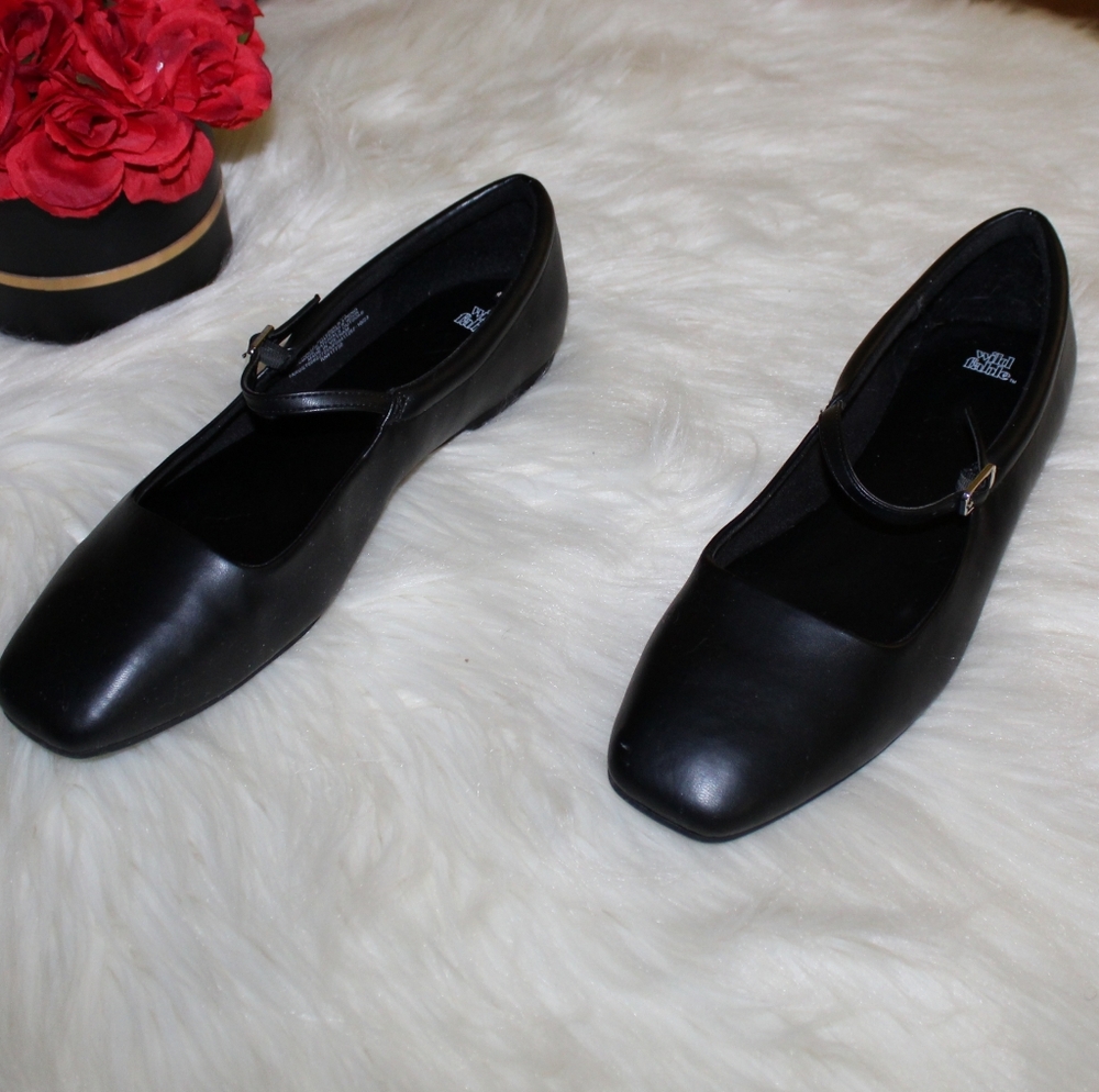 Wild Fable Women's 11 Black Elsa Square Toe Mary Jane Ballet Flats Shoes - Picture 5 of 16